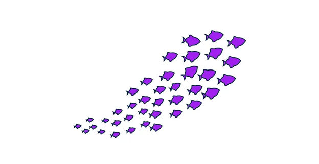 Illustration of blue fish on a white background.